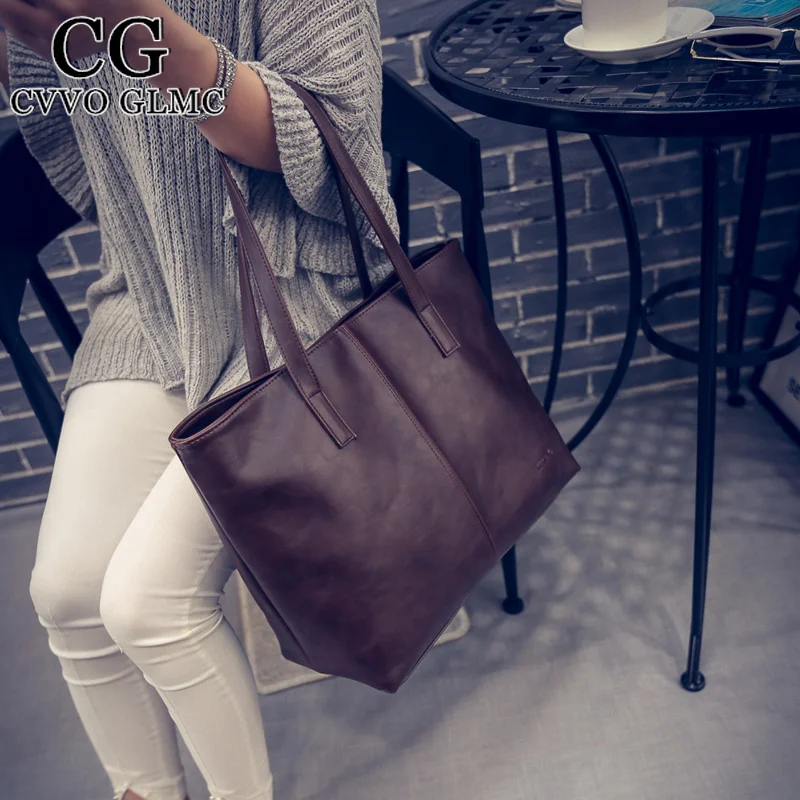 

Cvvo Glmc Women Leather Shoulder Bag fashion formal women's vintage handbag brief shoulder big bags gray /black/Brown Wholesale