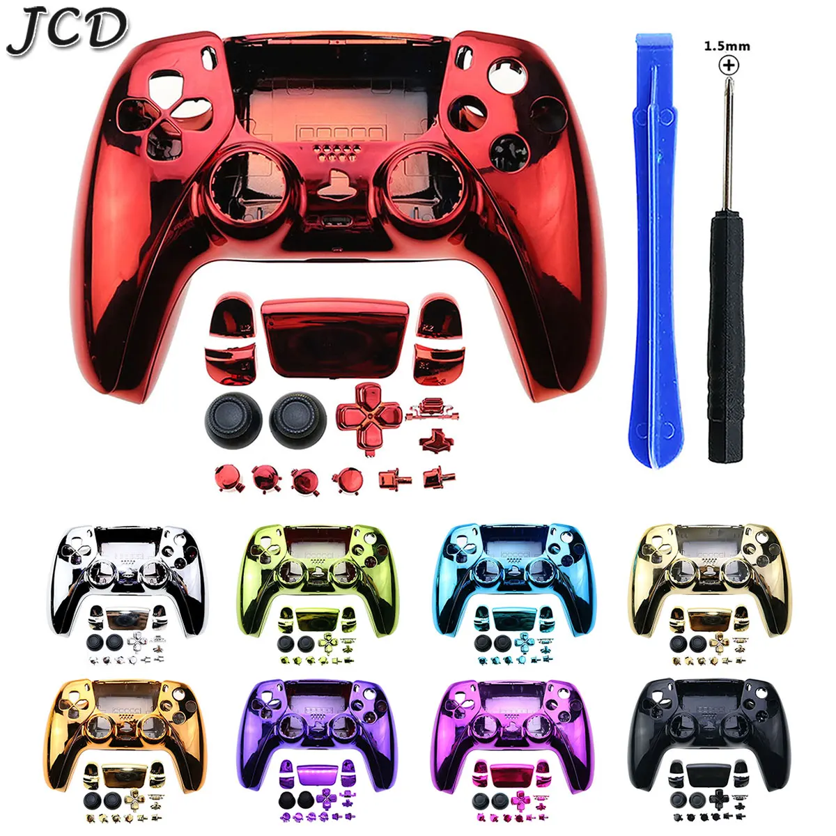 

JCD Full Set plating Housing Shell Case Cover Faceplate Decoration Shells Buttons For PS5 Controller Gamepad DIY