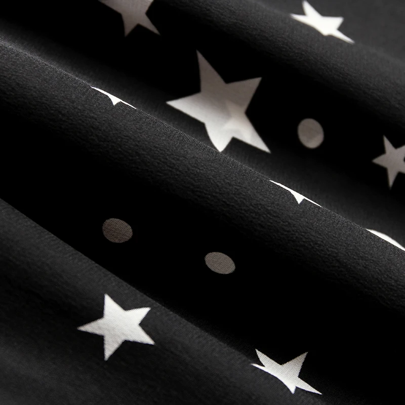 

Elegant Fashion 100% Natural Silk Women Black Shirt Notched Collar Long Sleeve Print Real Silk Office Lady Blouse Spring Autumn