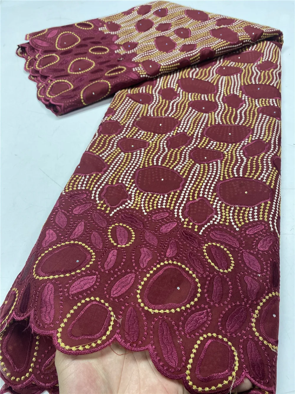 

XIYA швейцарская вуаль кружева в Швейцарии ткань из Дубая Wine 100% хлопчатобумажная ткань Африканская швейцарская Кружевная Ткань 5 ярдов 3866B