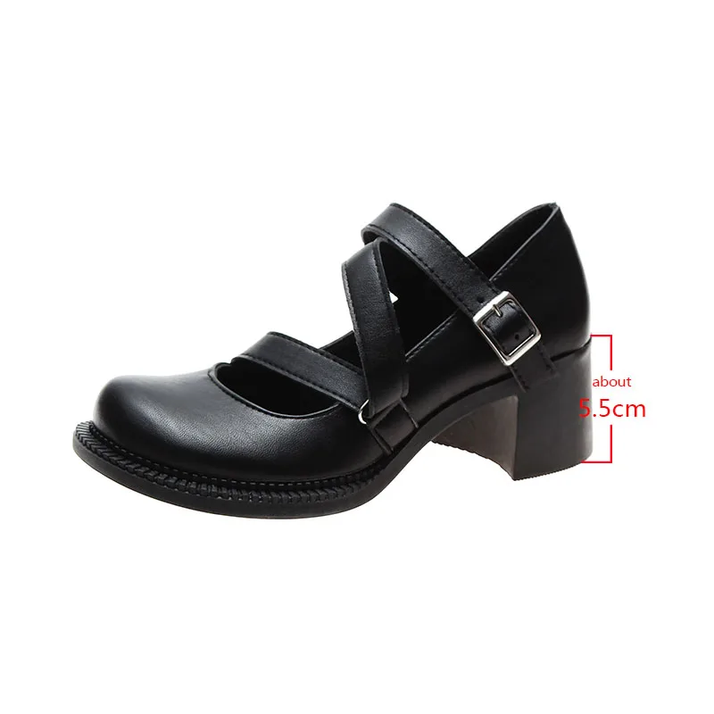 Обувь в стиле панк женская повседневная обувь на высоком каблуке с пряжкой