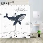 Милый мультяшная душевая занавеска астронавт езда КИТ на Луне узор водонепроницаемый многоразмерный Douchegordijn Дети ванная комната Декор