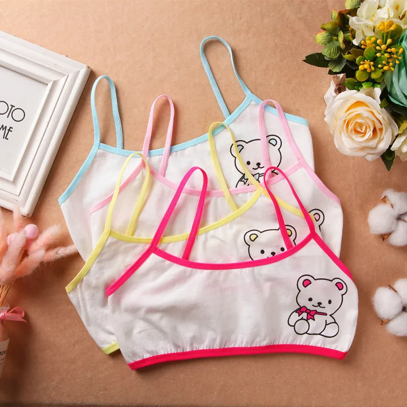 4PCS Girls' Training Bra-Cute Breathable Cotton Wrapped Chest Suitable for Developmental Little Girls (8-14 Years Old) | Детская