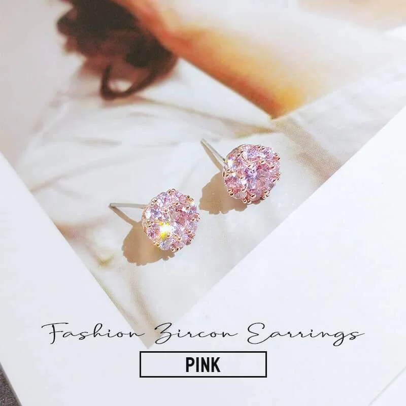 

1 Pair Shining Flow Rotatable Earrings for Women Zircon Ear Hoop Stud Jewelry Gift Small and Exquisite Fashion Female