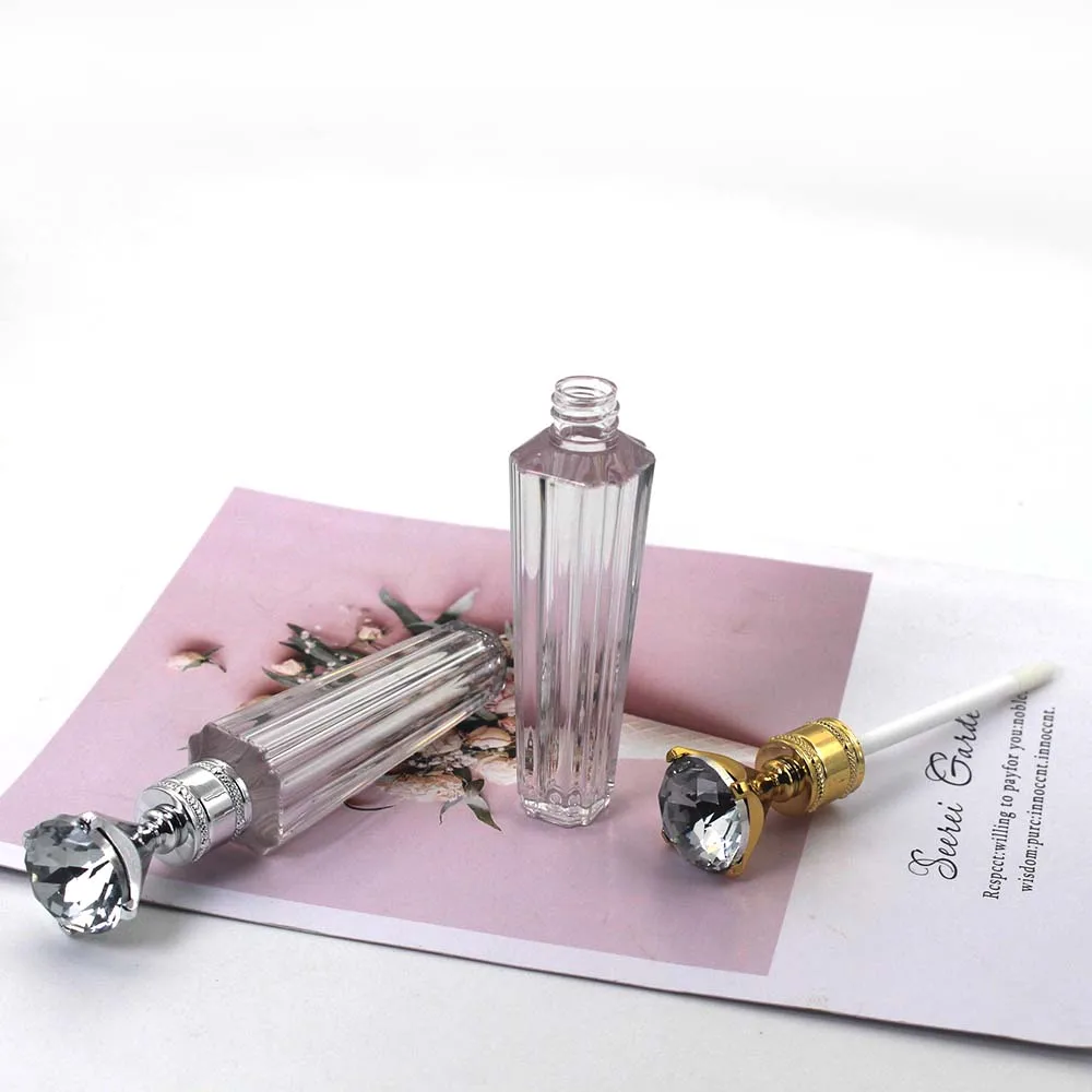 50PCS 2мл Пластиковые ромбические прозрачные пустые тюбики для блеска для губ косметические тюбики с роскошной алмазной крышкой и пробкой.