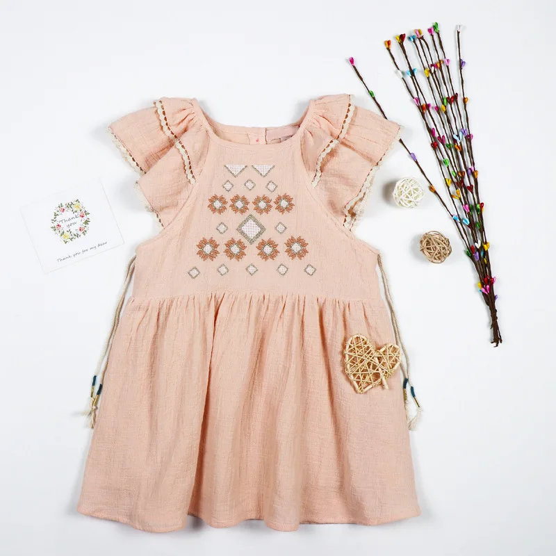 

IN STOCK ASR Series Embroidered Lace Dress Cotton Ethnic Style Beach Dress Sleeveless Knee-lenght Dress