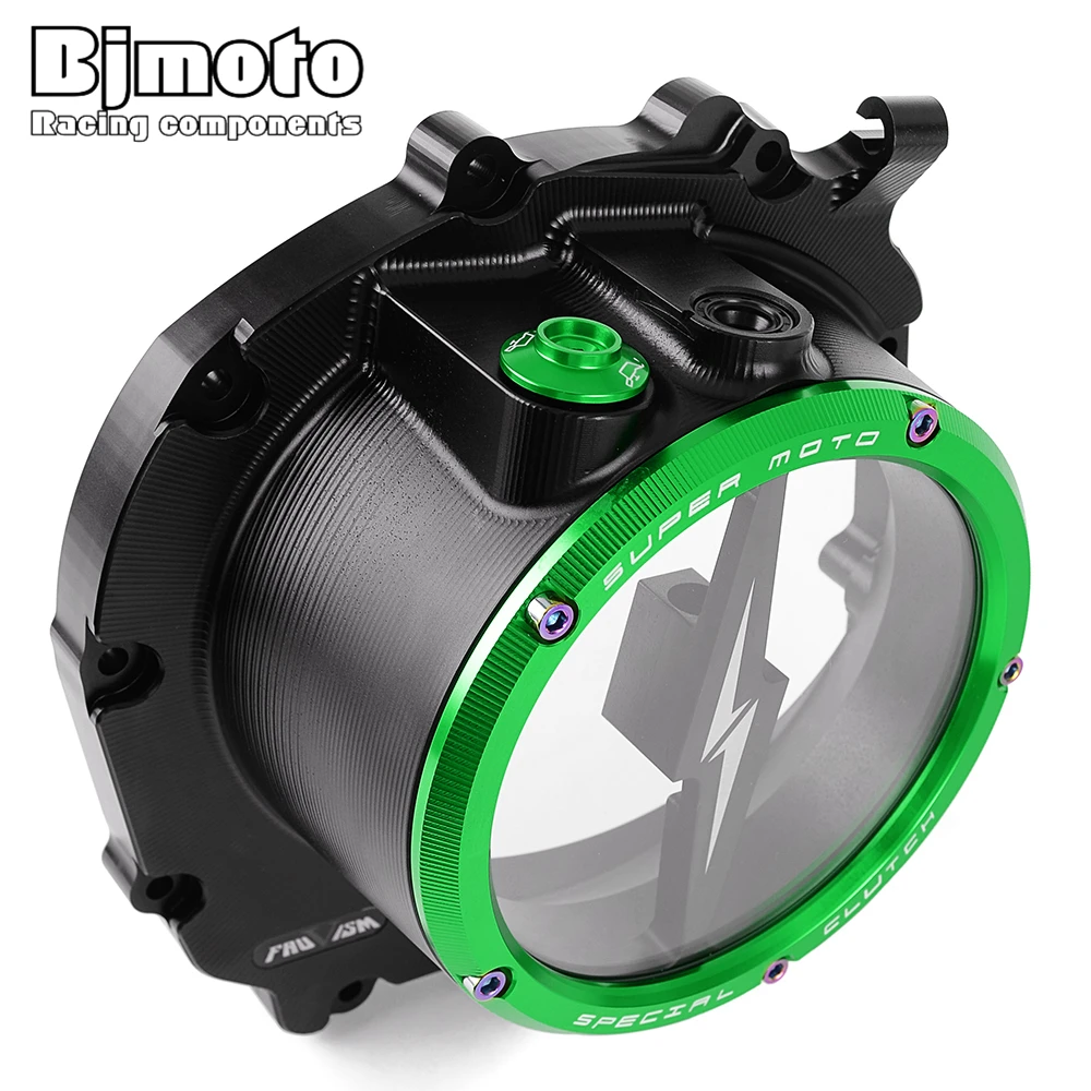

Motorcycle CNC Racing Clear Clutch Cover & Spring Retainer R For Kawasaki Z900 ZR900 2017-2021 Z900RS 2018-2021