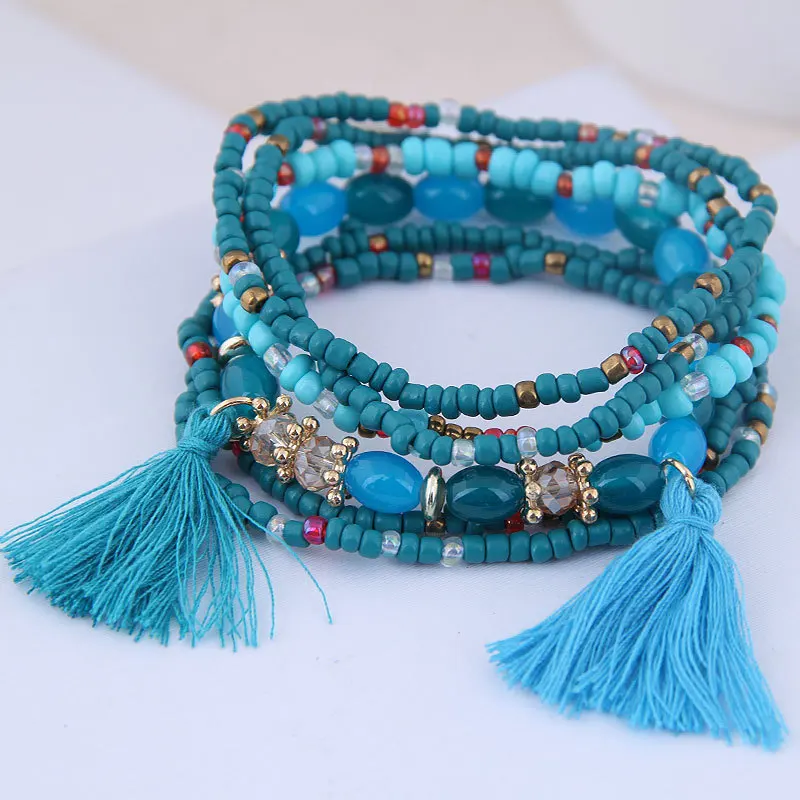 CHENFAN Bohemian multilayer and multi string rice beads Knitting Bracelet creative hand ornaments in Europe America | Украшения и