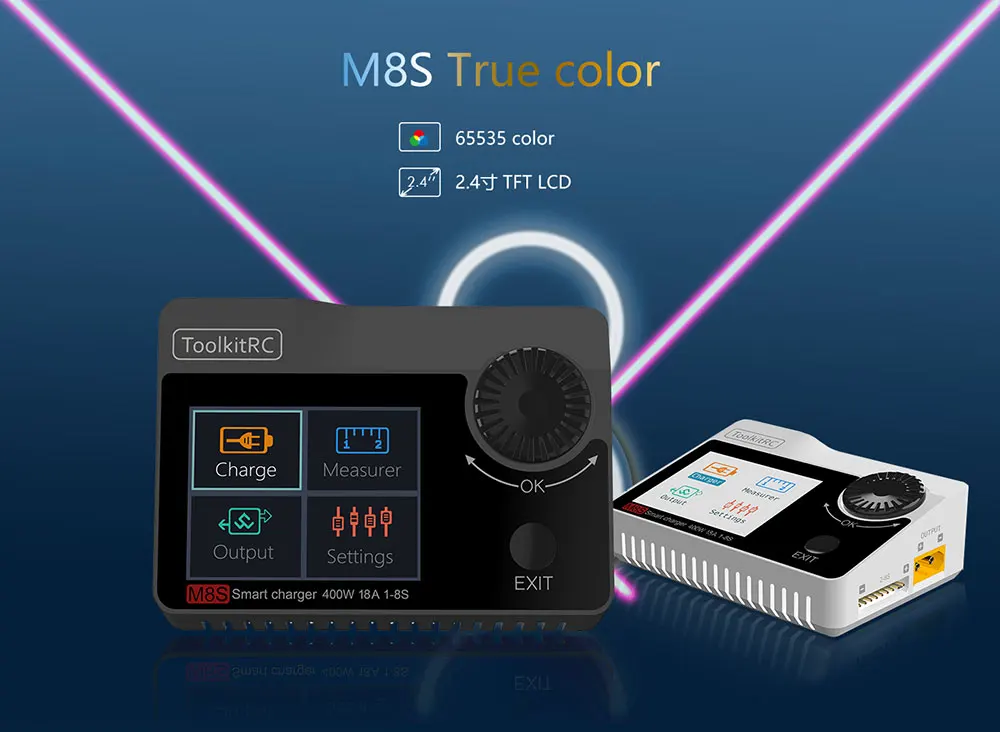 Toolkitrc M8S многофункциональное зарядное устройство Dis зарядное устройство цветной экран 400 Вт 18A для 1-8S Lipo power LiHV Life Lion NiMh