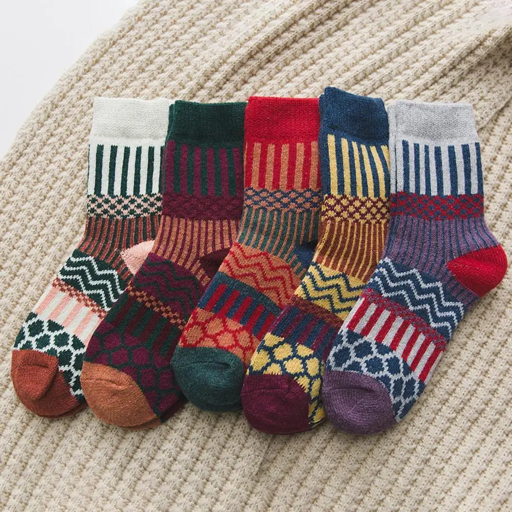 

Носки женские средней длины эластичные, 5 пар, из искусственной шерсти