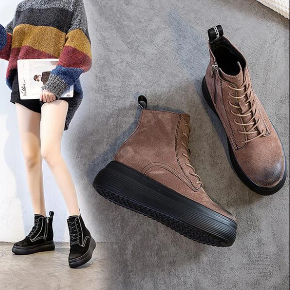 

Fashion Women boots Winter Snow Boots Warm Flat Platform Lace Up Women's Shoes autumn New Casual Ankle Boots Female ay91