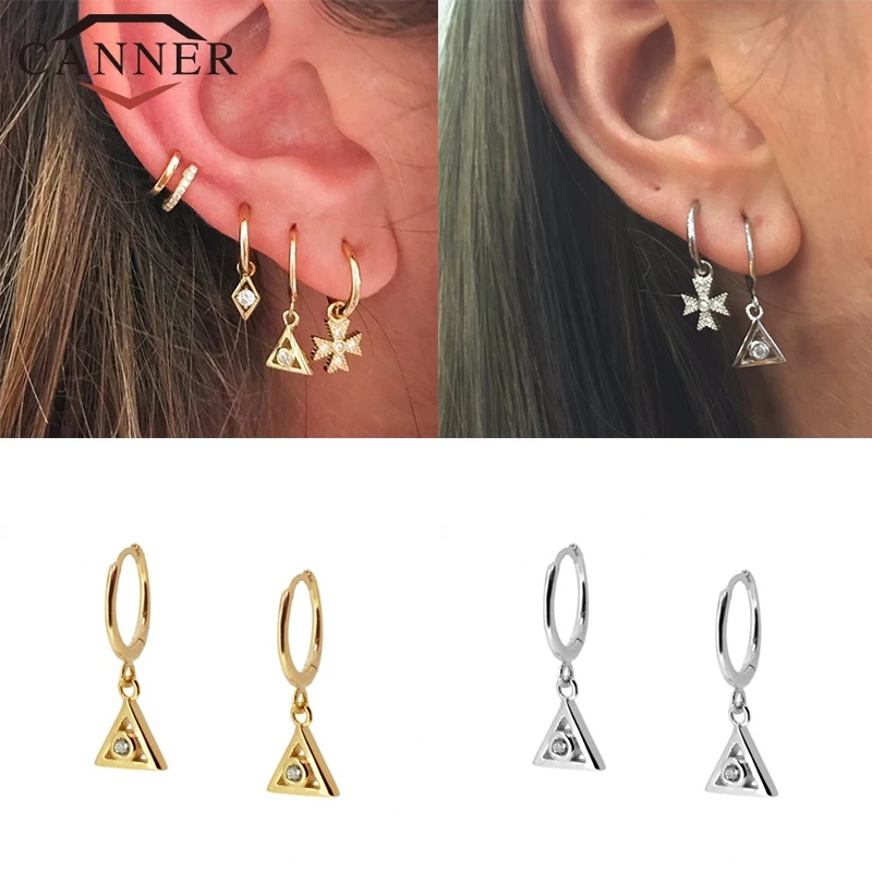 CANNER CZ Crystal Small Hoop Earrings 925 Sterling Silver Circle for Women Gold Huggie Earings 2020 Jewelry A5 | Украшения и