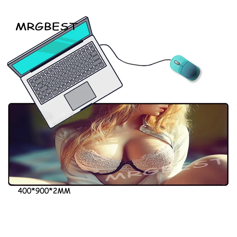 

MRGBEST Sexy Girl Chest Oversized Mouse Pad Locking Edge Large Gaming Mousepad Non-slip Natural Rubber Mousemat with CSGO