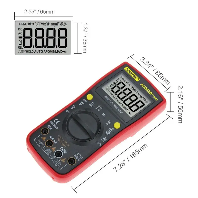 

AN882B+ TRUE-RMS Digital Multimeter Auto-Range 6000 counts TRMS NCV AC DC Meter