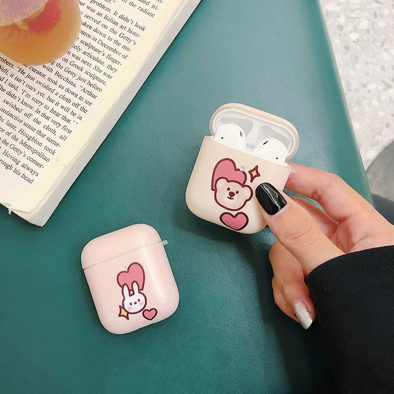 Милая мультяшная любовь кролик медведь для AirPods 1 2 беспроводные наушники чехол