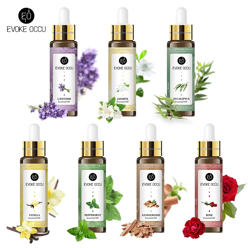 

EVOKE OCCU Sandalwood Lavender Essential Oils 10ML Diffuser Aroma Oil Jasmine Eucalyptus Vanilla Peppermint Orange Rose Oil