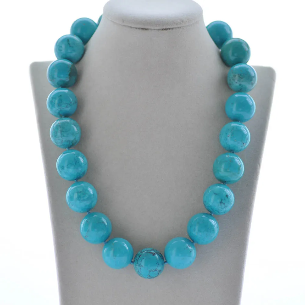 

MCT·STAR Z10285 Huge 20" 20mm Natural Round Turquoise Bead Necklace