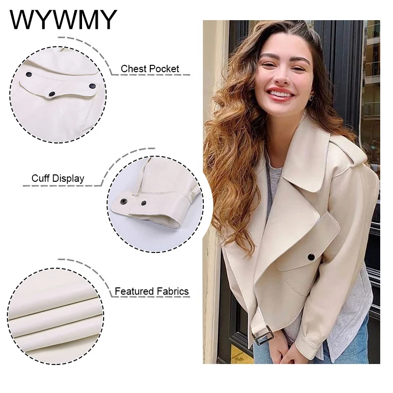 WYWMY Autumn Winter New Faux Leather Jacket Women Coat Leather Women's Short Coat High Street Loose Fashion Motorcycle Jacket