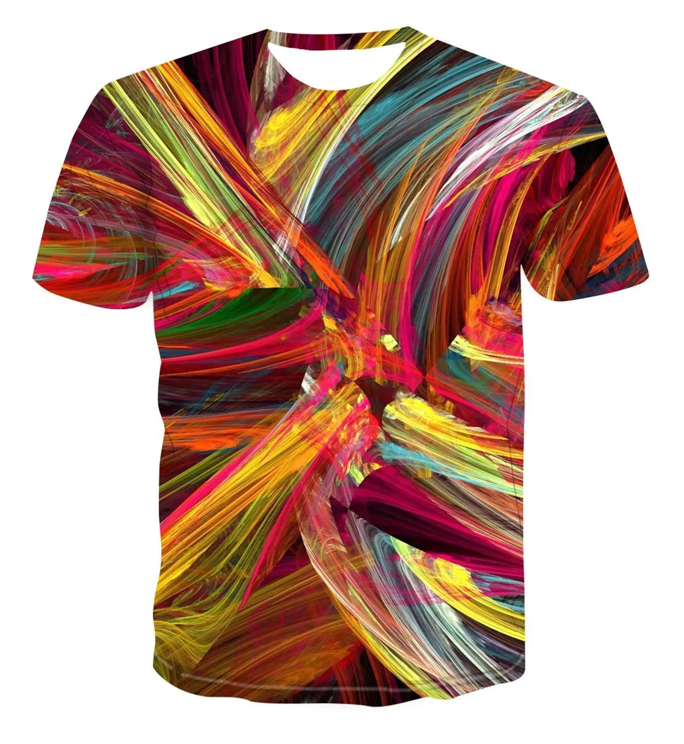 Популярная модная футболка с геометрическим рисунком Мужская Простая цветная 3d