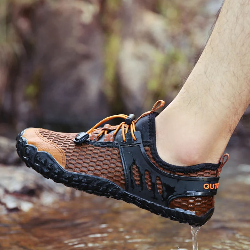 

Elastic Sneakers Male Upstream Water Shoes Light Nonslip Sneakers Mesh Breathable Aqua Shoes Men Flat Footwear Outdoor Seaside