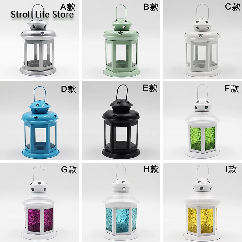 Европейский металлический подсвечник стеклянный Ретро ветрозащитный с лампой