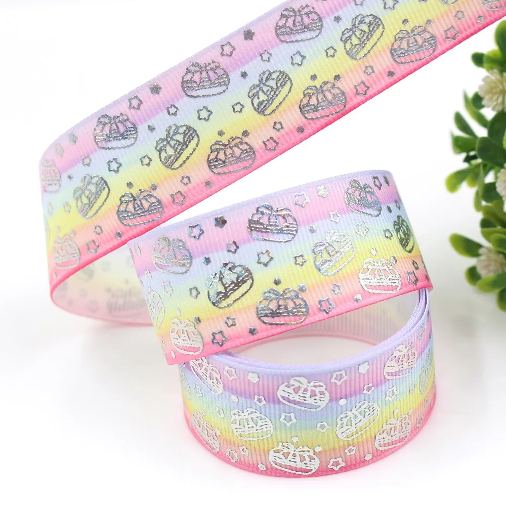 1 'ཕ мм 10 ярдов Серебряная Лазерная Подарочная коробка печатные ленты grosgrain DIY