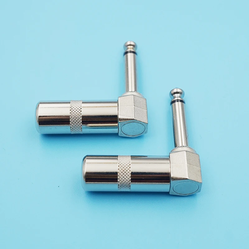 

20pcs Metal 6.35 Welding Head Mono Audio Plug Connector Sophomore Elbow L-Shape Jack 6.5mm Mono Audio Microphone Plug Connector