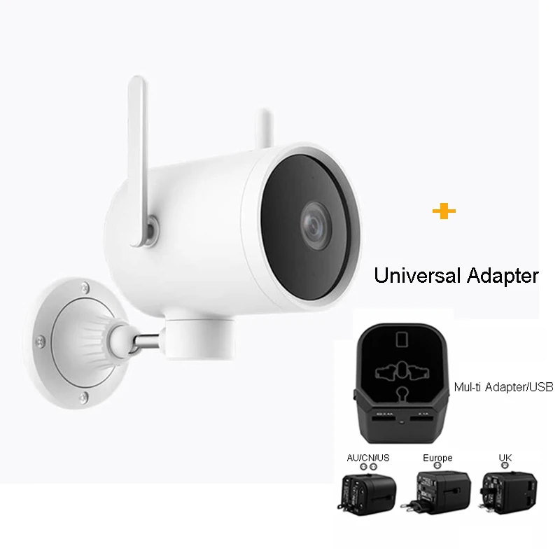 With Universal Plug Xiaomi IP уличная камера Smart HD Wifi Cam 1080P PTZ веб-камера IP66 AI H.265 ночное видение двойная антенна сигнал Mihome APP - Цветной: With Universal Plug