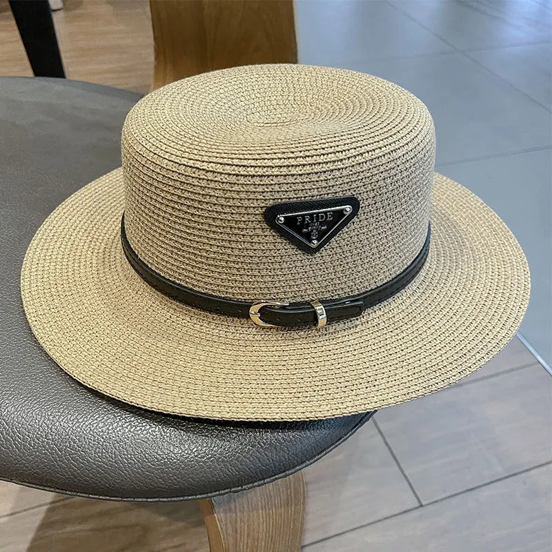 

Spring And Summer Straw Hat For Men And Women Flat French Female Shade The Sun Hat Fashion Belt Pure And Fresh And Tide