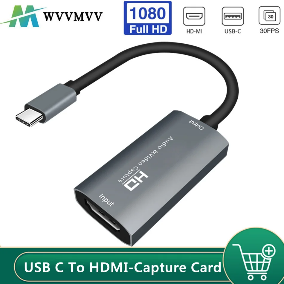 

WvvMvv HDMI to USB C Video Capture Card HD 1080P USB C to HD-MI Video Capture Board Game Record Live Streaming Broadcast