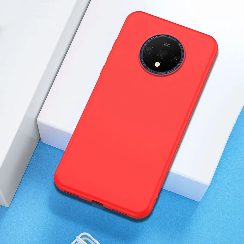 Красный Для Oneplus 7T Pro чехол Роскошный жидкий силиконовый мягкий защитный чехол для Oneplus 7 Pro Чехол для Oneplus 7 противоударный чехол Funda - Цвет: Красный