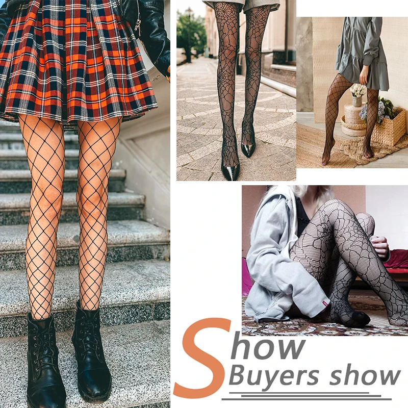 Женские модные сексуальные ажурные колготки черные экзотические сетчатые чулки