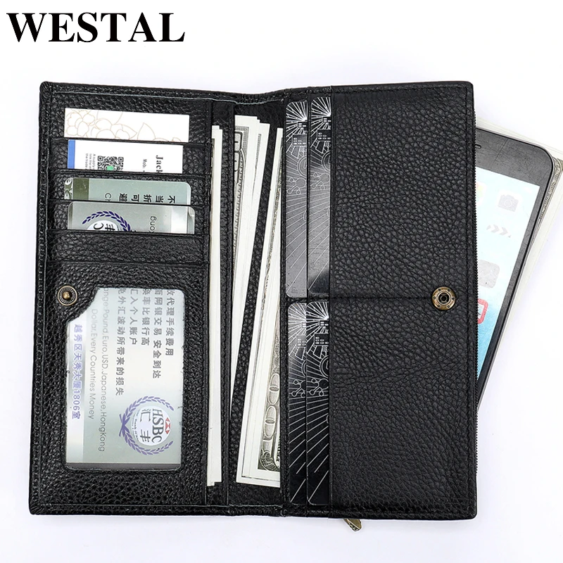 Мужской кошелек WESTAL из натуральной кожи мужской клатч для монет кредитных карт