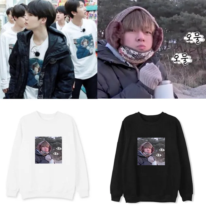 Kpop Bangtan Boys круглый вырез Ким Тхэ Хён с тем же круглым вырезом плюс бархатный