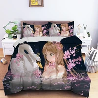 japan anime bedding set beautiful kawaii girls duvet cover single full queen bedclothes home textile for bedroom bed lines
