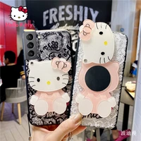 hello kitty samsung for samsung s20s2020pluss21s21ultra cute girl heart cartoon silicone soft shell with mirror