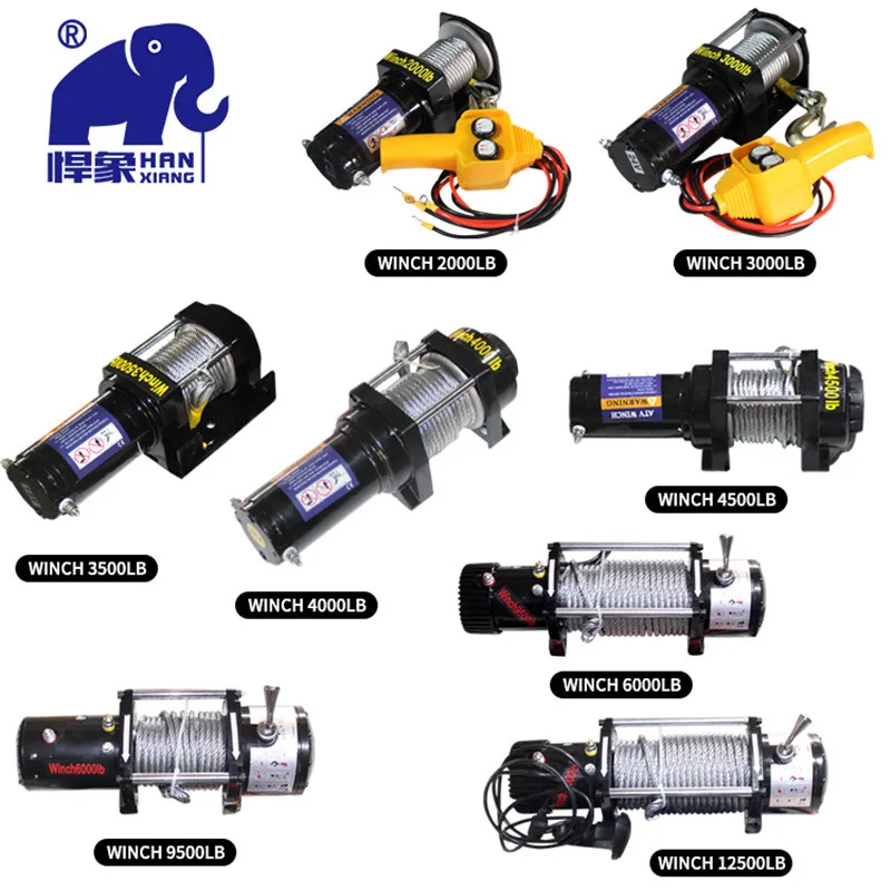 Тяговая автомобильная электрическая лебедка 12 В 12000 фунтов электронная оптовая