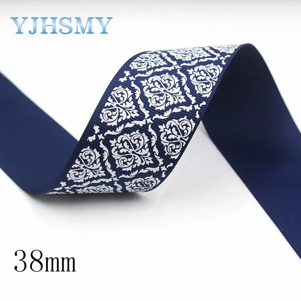 YJHMY I-191214-2767 10yards 38mm Colorful geometric Printed grosgrain Ribbons Clothing bow cap DIY decorations materials | Дом и сад