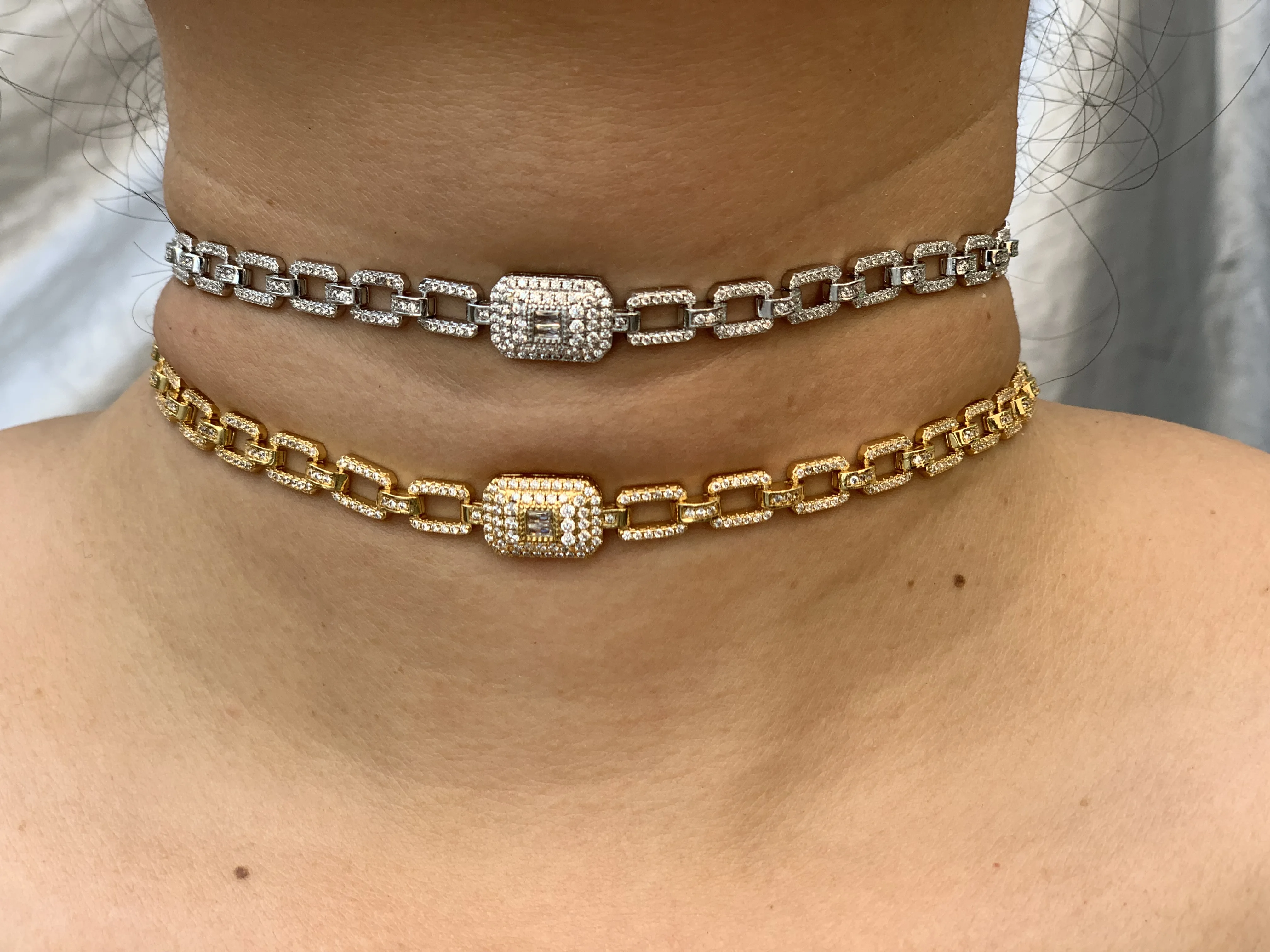 Jankelly три цвета заявление кубинской цепочка колье чокер регулируемые женские