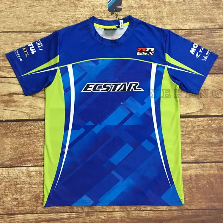 

MOTO GP For Suzuki ECSTAR RR GSX Racing Team Riding Sports Blue T-Shirt New No Fading Knigh Tee Summer Quick-Dry Breathable