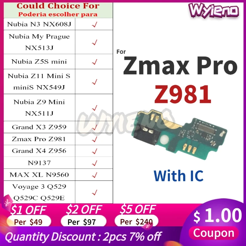 Wyieno для ZTE Nubia N3 NX608J NX513J Z5S Z11 Z9 mini S NX549J NX511J Z959 USB док-станция зарядный порт гибкий