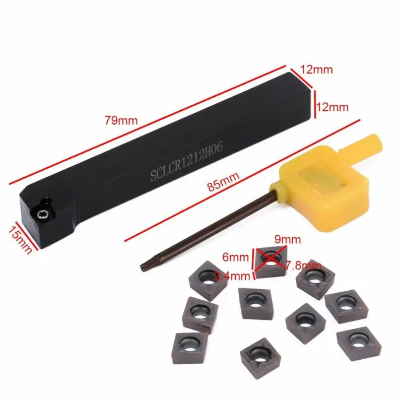 12 мм SCLCR1212H06 токарный станок инструмент держатель + 10 шт. CCMT060204 VP15TF вставки|Детали