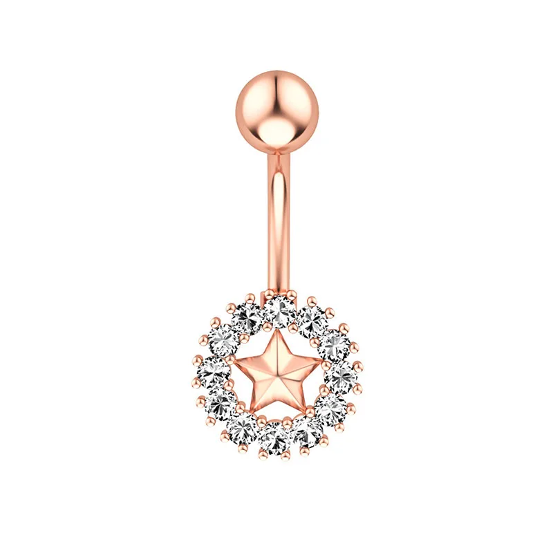 

Star Shape Stainless Steel Crystal Zircon Navel Belly Ring Piercing Tool Rhinestone Button Navel Ring Sexy Body Piercing Jewelry