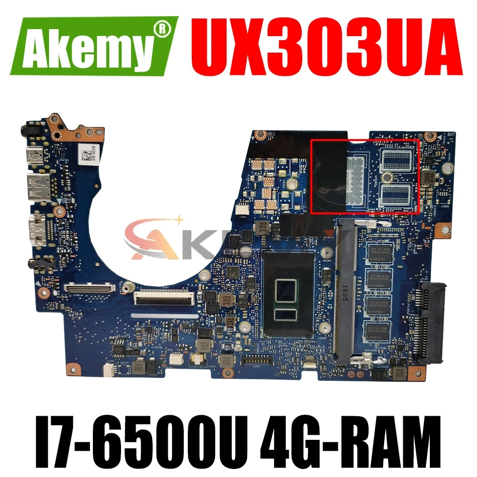 

AKEMY UX303UB Laptop Motherboard For ASUS ZenBook UX303UA UX303U Original Mainboard 4G-RAM I7-6500U GM