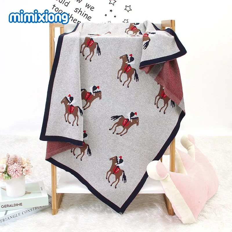 

Ins New BornBaby Cartoon Cotton Knitt Blanket Spring And Autumn Blanket Blanket Photo Baby Babies Muslin Cover Blanket Carpet