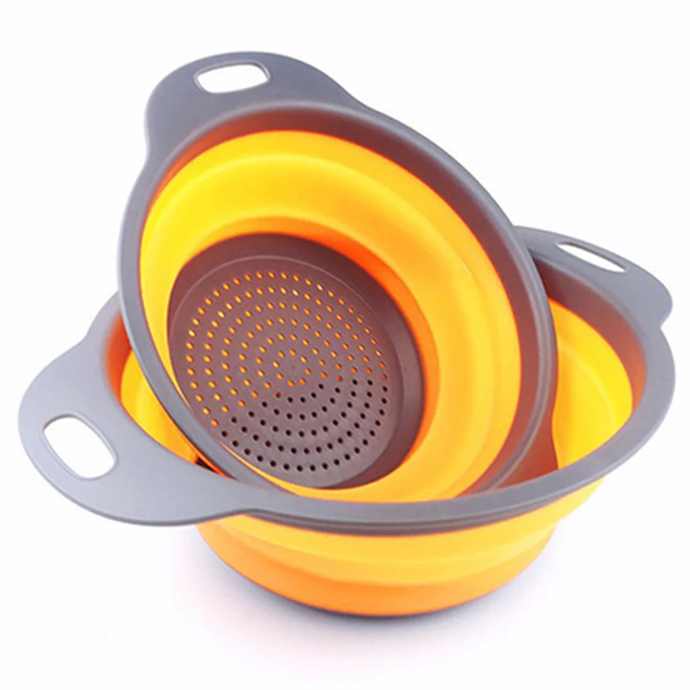 Складное мытье овощей и фруктов закрытый сеткой слив Ситечко Дуршлаг кухонная