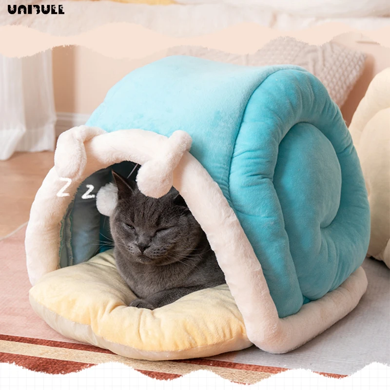 

UNIBULL Deep Sleep Cat Bed House Funny Snail Cats Mat Beds Warm Basket for Small Dogs Cat House Cushion Pet Tent Kennel