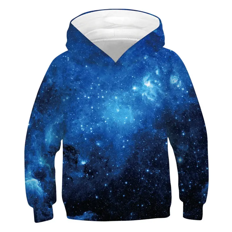 Funny Kids Outerwear 3D Print Boys Girls Hoodies Wolf/Pizza Cat/Space Galaxy Hooded Autumn Long Sleeve Pullover Tops Children |