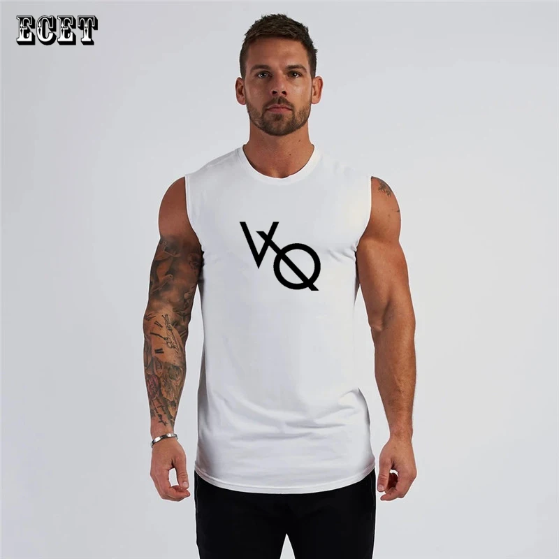 

New summer streetwear outdoor casual men's vest jogger fitness brand sportswear cotton wide shoulder sleeveless men's clothing