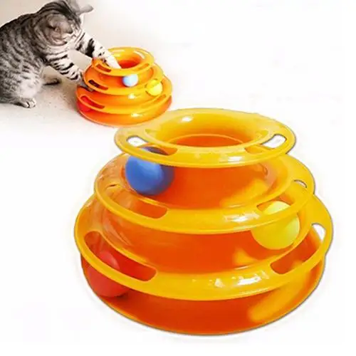 Pet Toy Games Funny Interactive Trilaminar Disk Plate Ball Cat Kitten Play Teaser Perfect for your pet daily play entertainment | Дом и сад